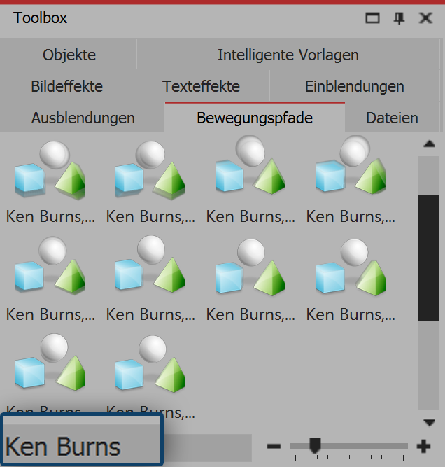 Ken Burns Effekte in der Toolbox