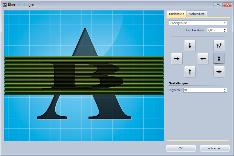 Einblendung anpassen Einblendung anpassen