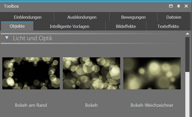 Bokeh Effekte in der Toolbox