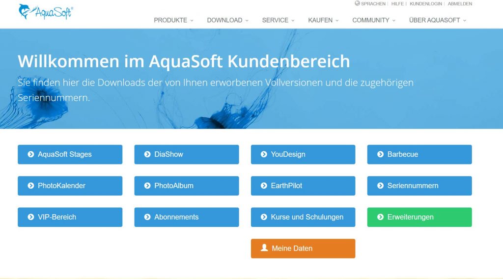 Die Seriennummer finden Sie im Kundenlogin von AquaSoft