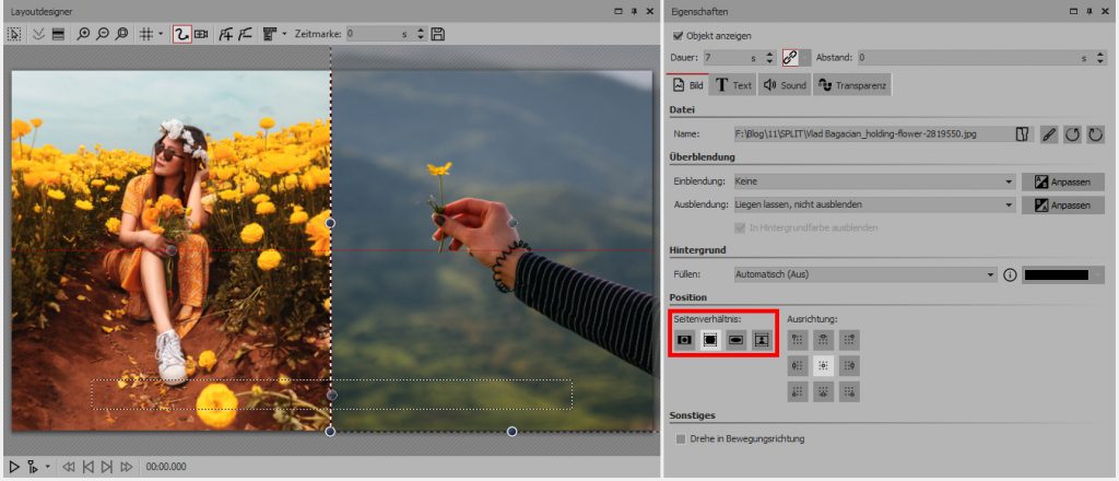 Splitscreen: Der geteilte Bildschirm wird über ein Kapitel-Objekt hergestellt