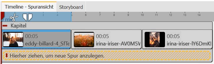 Drei Bilder hintereinander in der Timeline