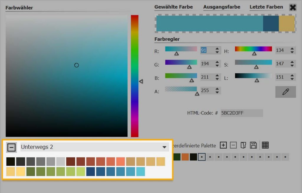 Farbpalette zu "Unterwegs 2"