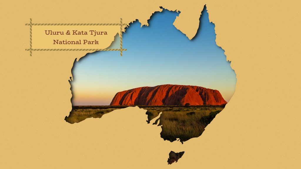 Umriss Australien mit Foto von Uluru
