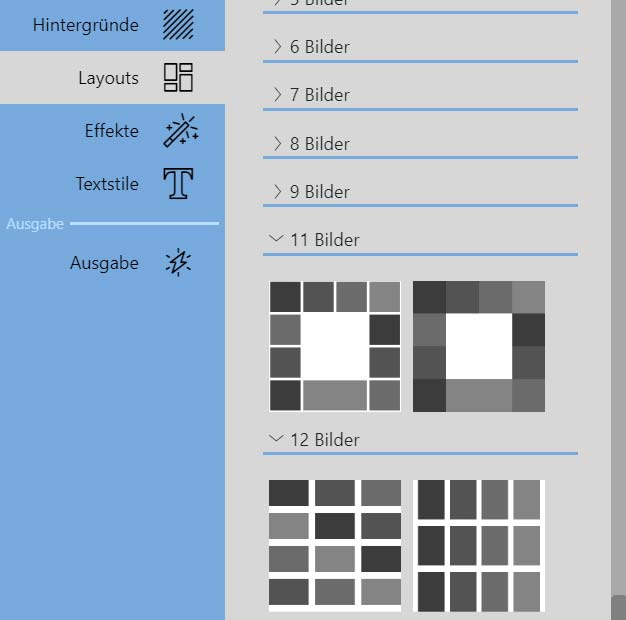 Verschiedene Layouts