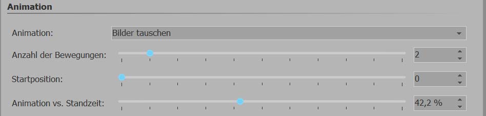 Einstellungen für Animation in Eigenschaften