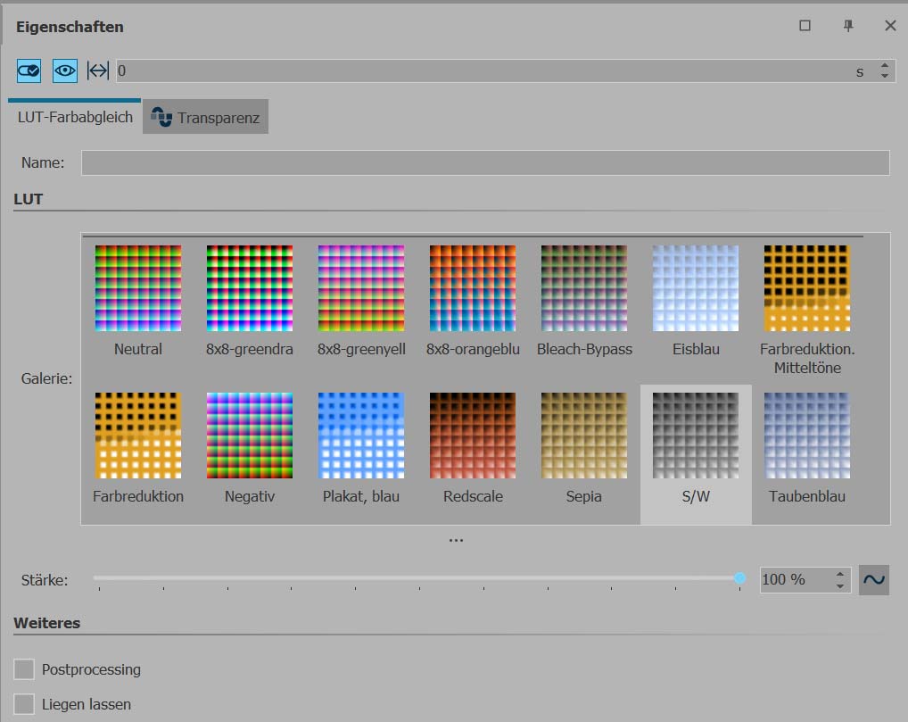 Eigenschaften LUT-Effekt