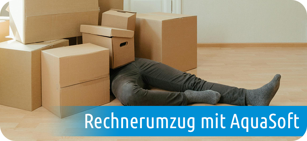 Mensch von Umzugskartons erschlagen