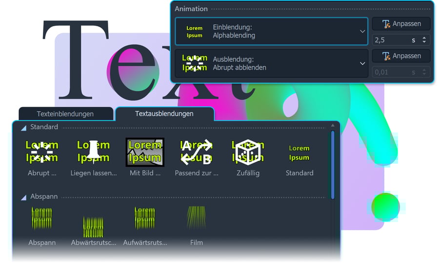 Neuerungen bei Textanimation