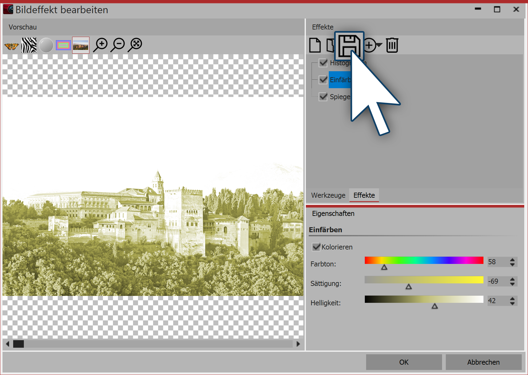 Bildeffekt im Bildeditor