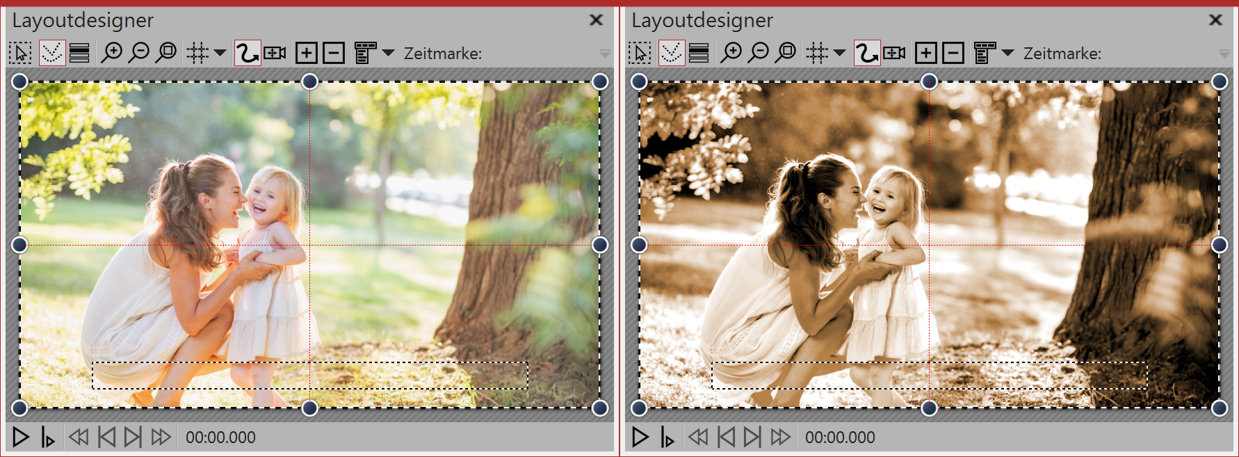 Links ohne Bildeffekt (Original), rechts mit Bildeffekt