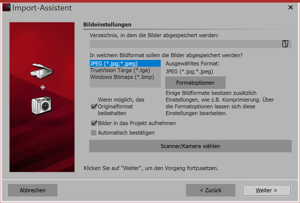 Auswahl der Bildeinstellungen