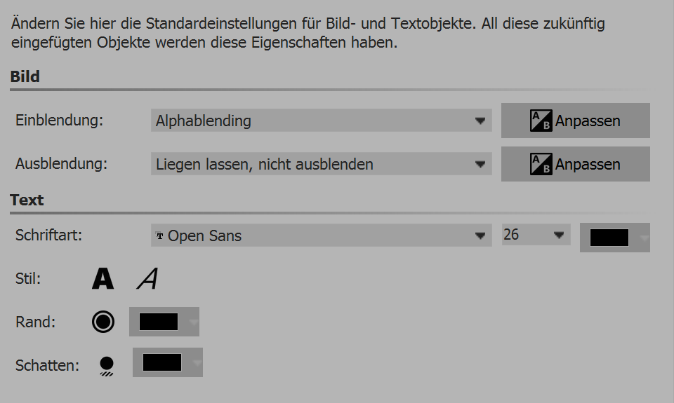 Standard-Einstellungen festlegen