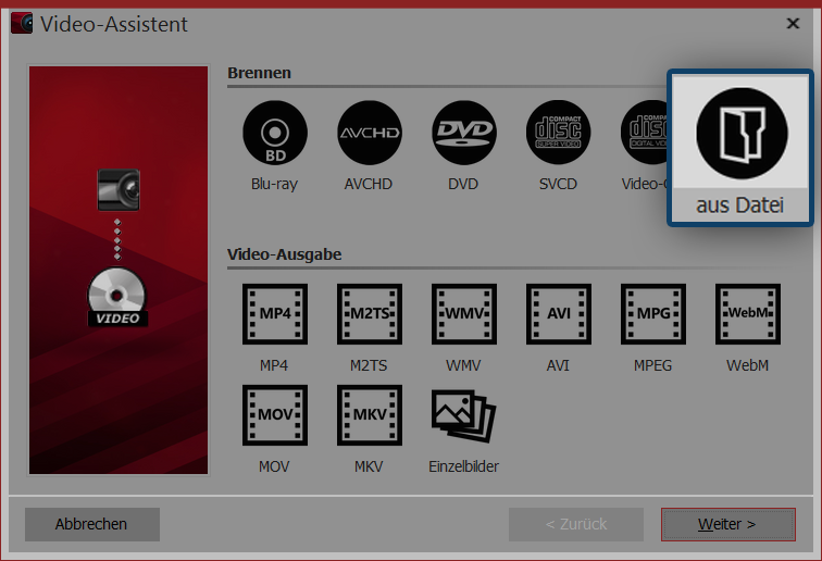 Video aus Datei brennen