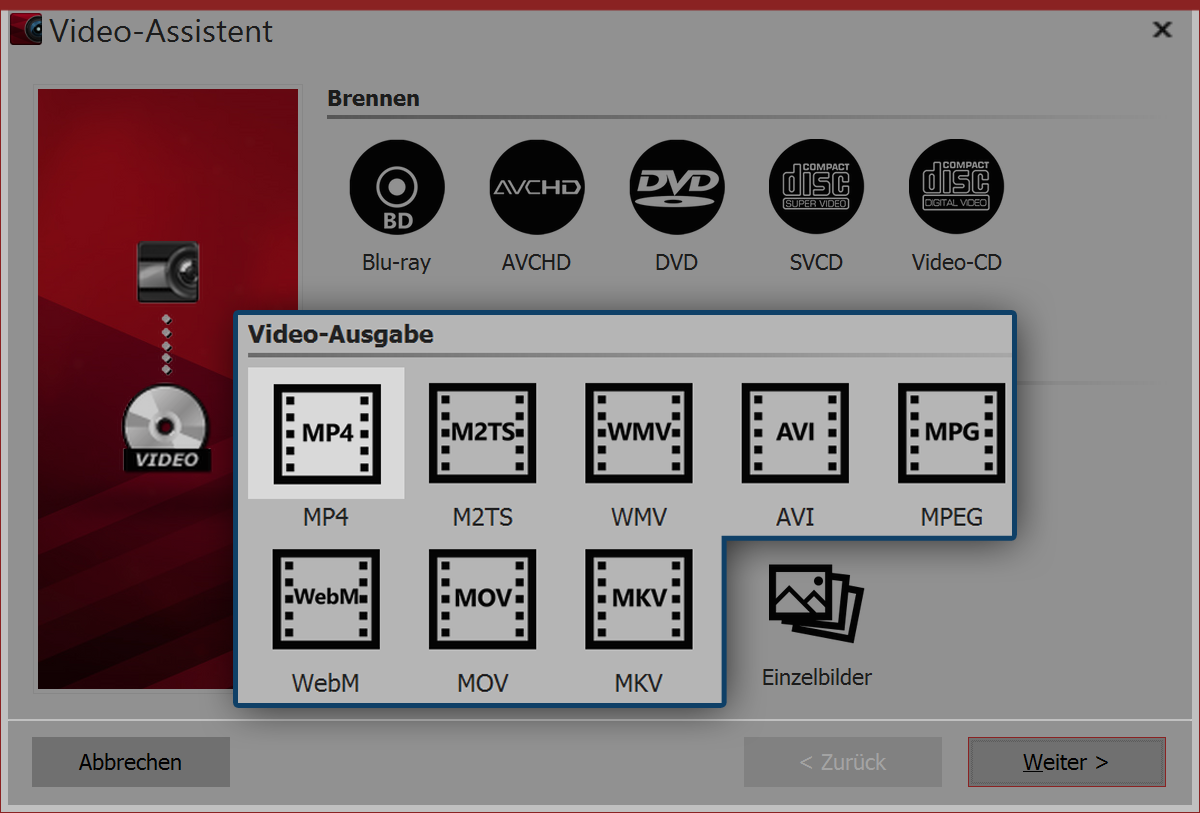 Videoformate im Video-Assistenten