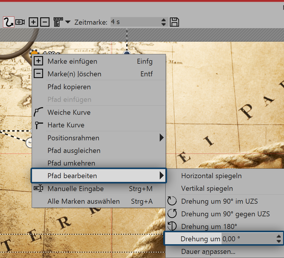 Drehung des gesamten Bewegungspfades