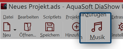 Schalter "Musik" in der Toolbar