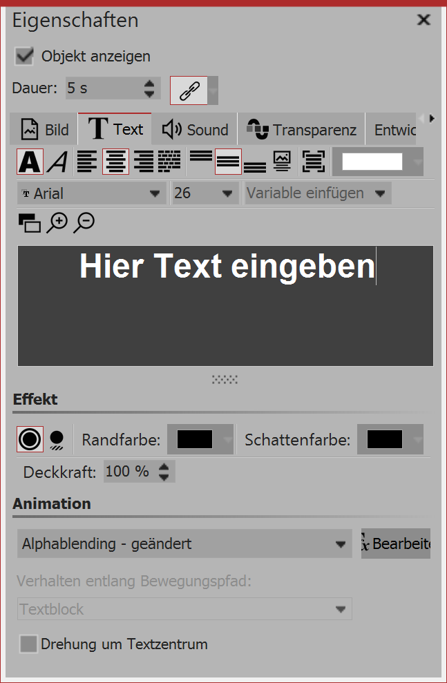 Texteingabe zu einem Bild