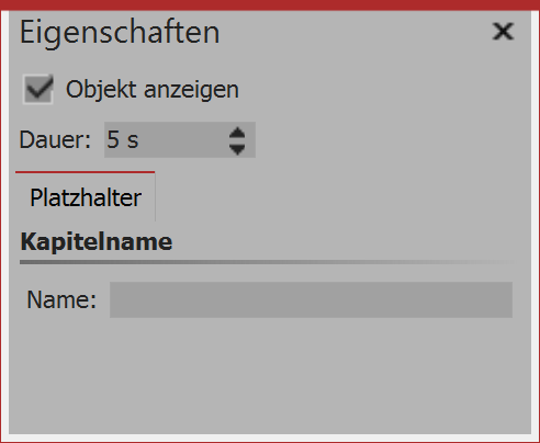 Eigenschaften für Platzhalter-Objekt