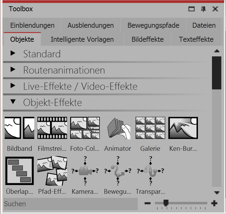 Die Objekt-Effekte in der Toolbox