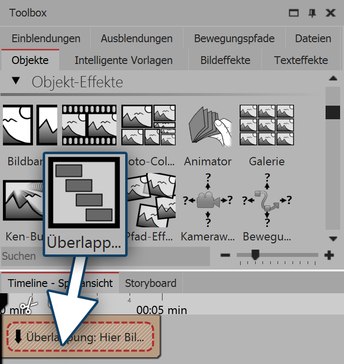 Überlappung in der Toolbox