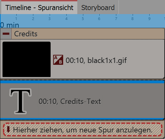 Geöffnetes Credits-Objekt 