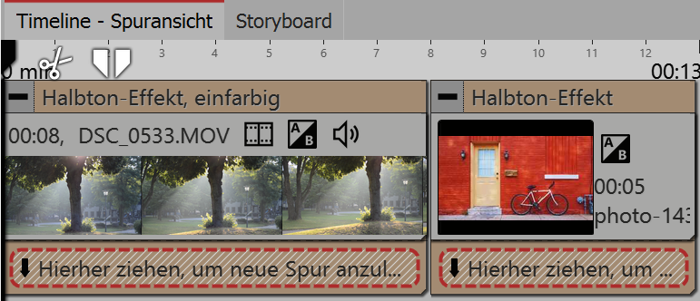 Halbton-Effekt in der Timeline