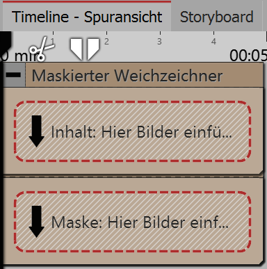 Bereiche des Maskierten Weichzeichners in der Timeline