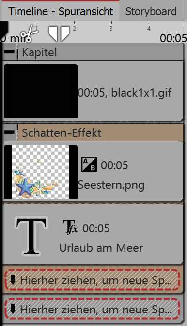 Aufbau in der Timeline