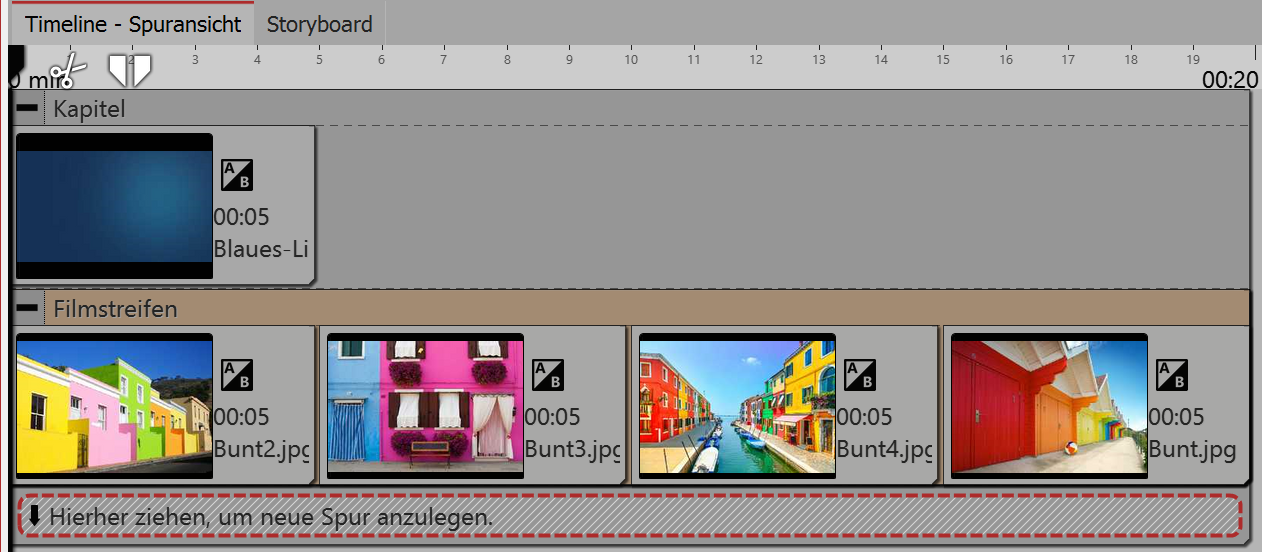 Filmstreifen mit Bildern füllen