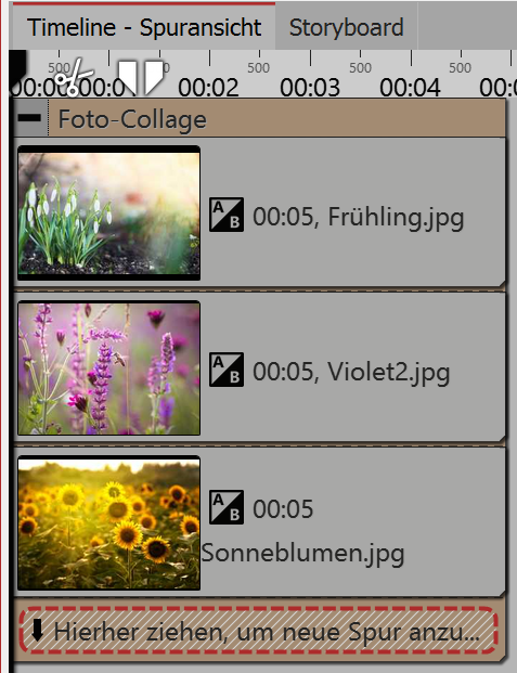 Bilder untereinander anordnen