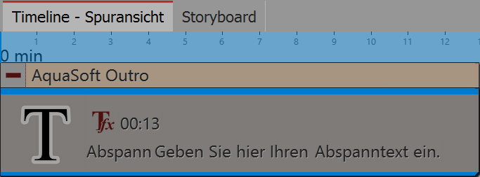 Geöffnetes AquaSoft-Abspann-Objekt