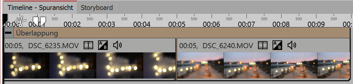 Überlappung in der Timeline