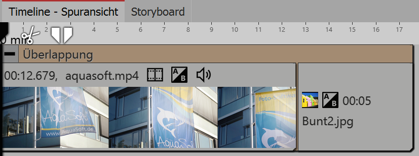 Video und Bild im Überlappen-Objekt