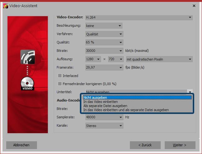 Ausgabe der Untertitel