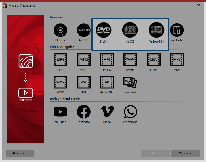 Video-Assistent für DVD, SVCD und Video-CD
