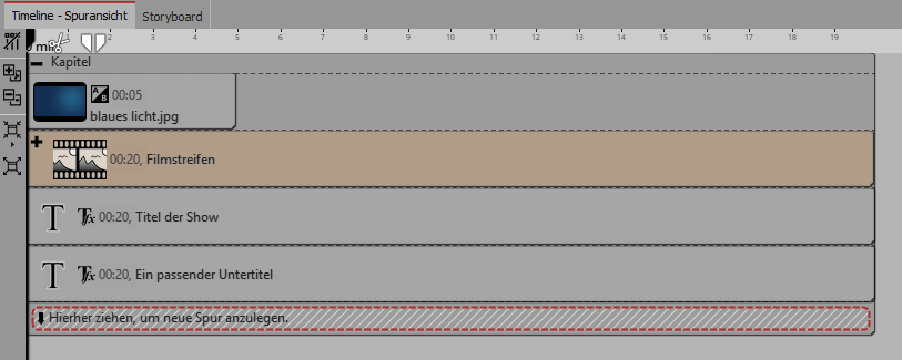 Aufbau in der Timeline