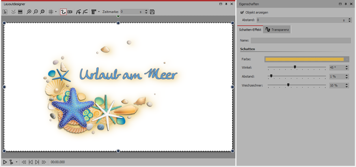 Schatten-Effekt im Layoutdesigner