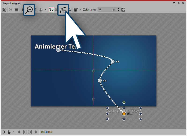 Text in den nichtsichtbaren Bereich ausfliegen lassen
