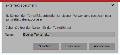 Bezeichnung für Texteffekt eingeben