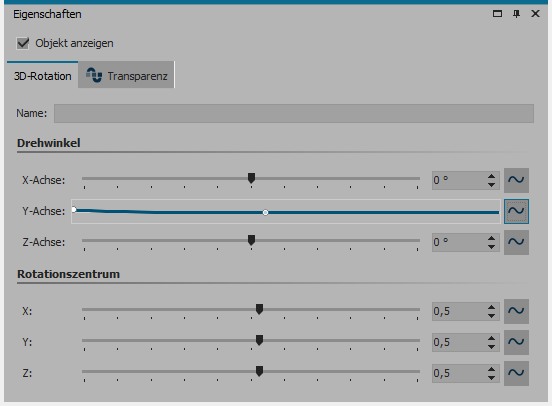 Einstellungen für 3D-Rotation mit Kurve