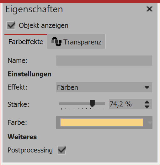 Einstellungen für den Farbeffekt