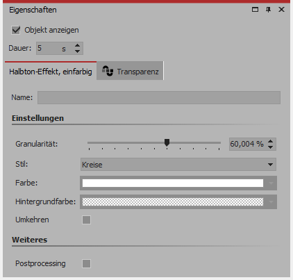 Einstellungen für den Halbton-Effekt (einfarbig)