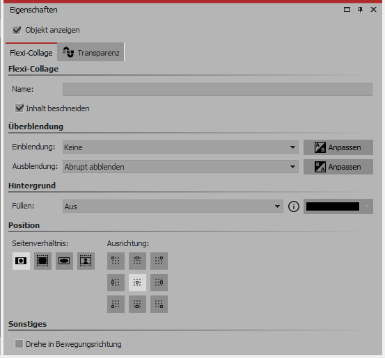Einstellungen für Flexi-Collage