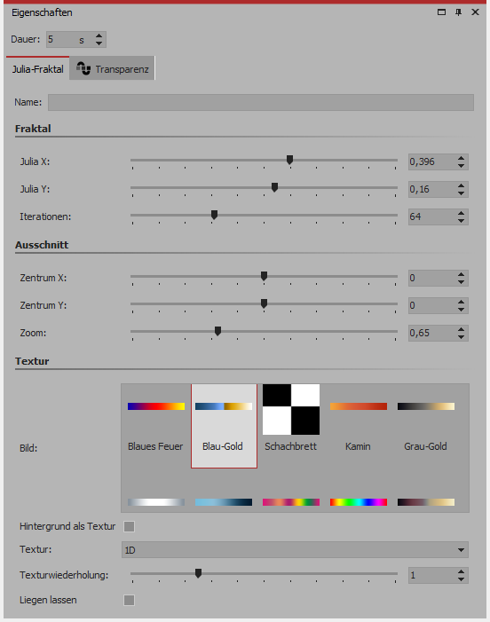 Eigenschaften für Juliamenge