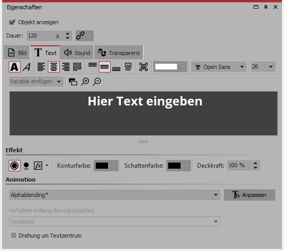 Texteingabe zu einem Bild