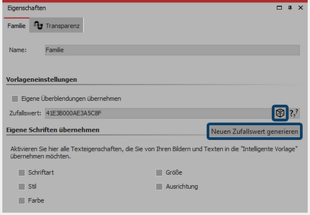 Zufallswert für Intelligente Vorlage