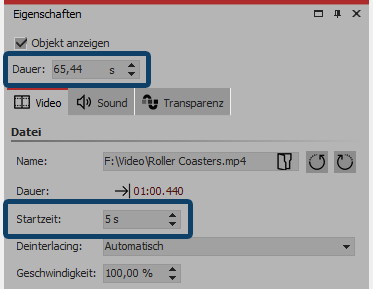 Anfang und Ende des Videos kürzen
