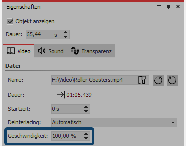 Wiedergabegeschwindigkeit ändern
