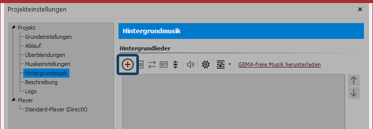 Titelliste für Hintergrundmusik